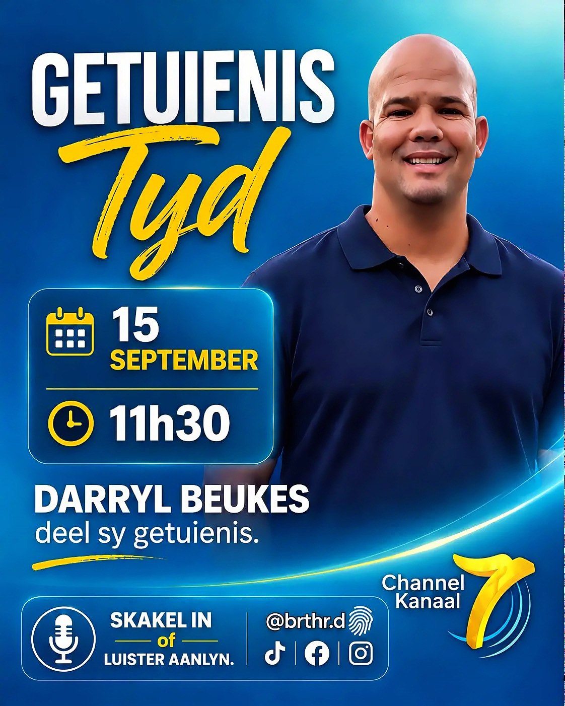 Darryl Beukes Getuienis Tyd appearance on Channel 7, 15 September
